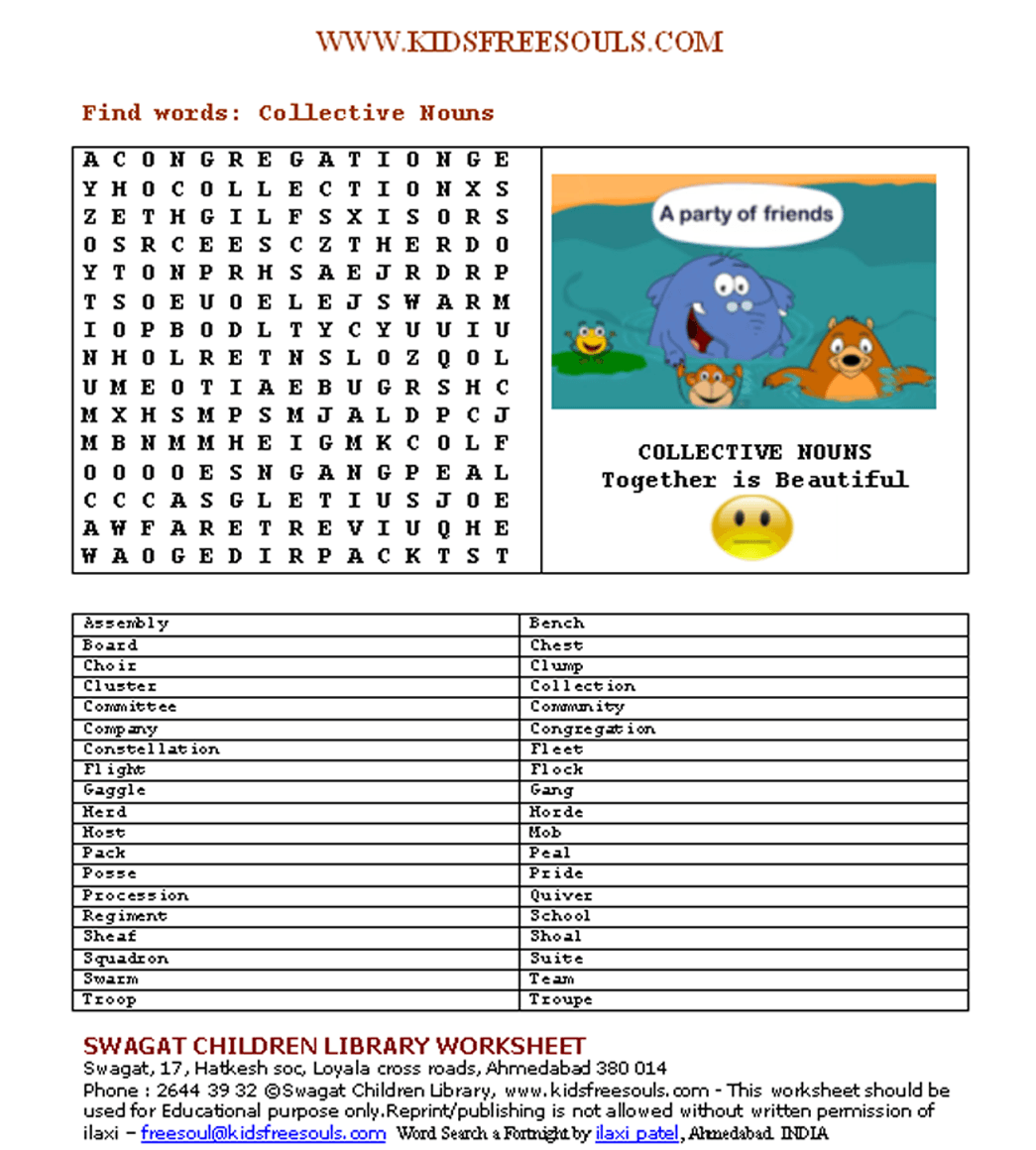 Collective Nouns Word Search Printable